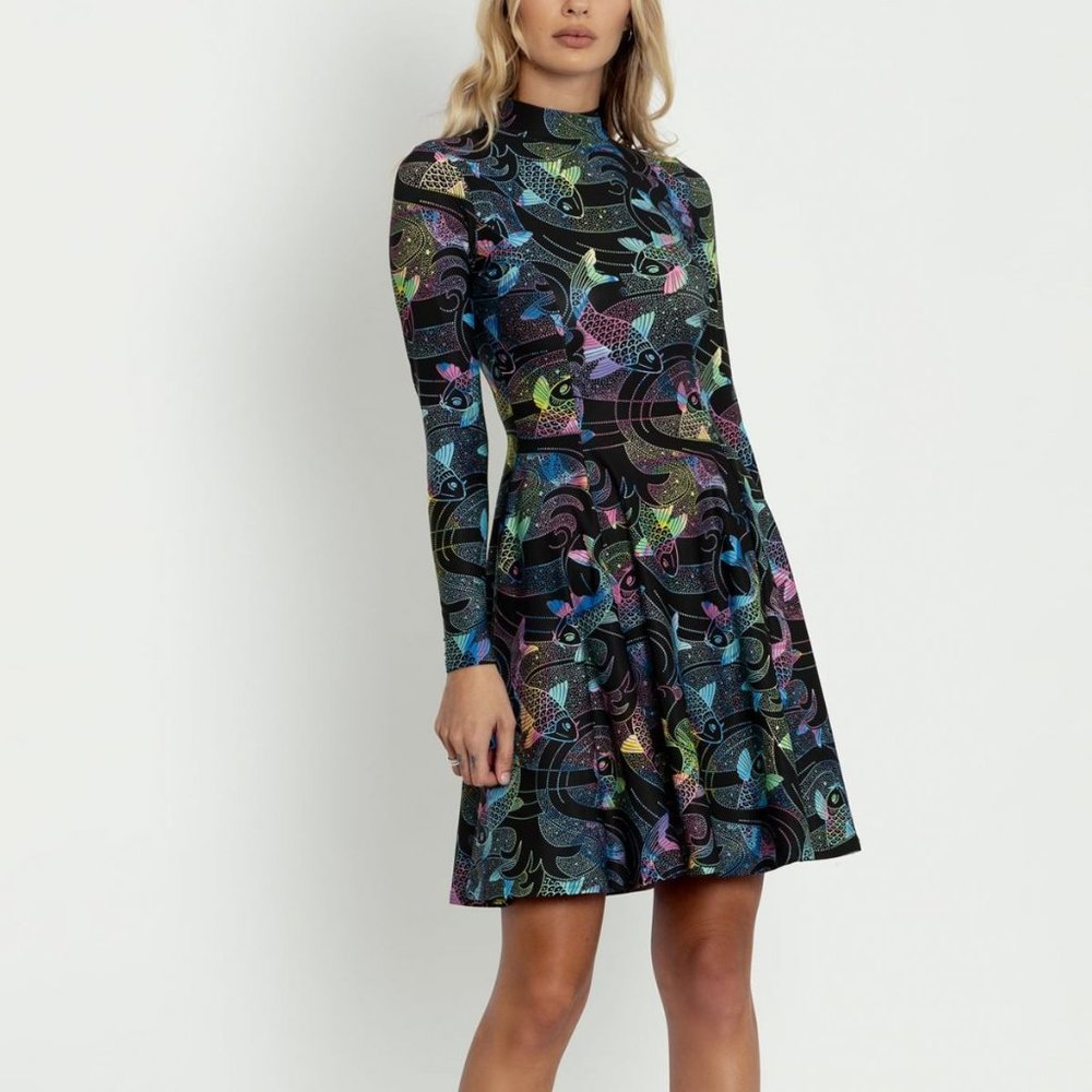 BlackMilk Koi Rainbow LS Evil LL Dress XL